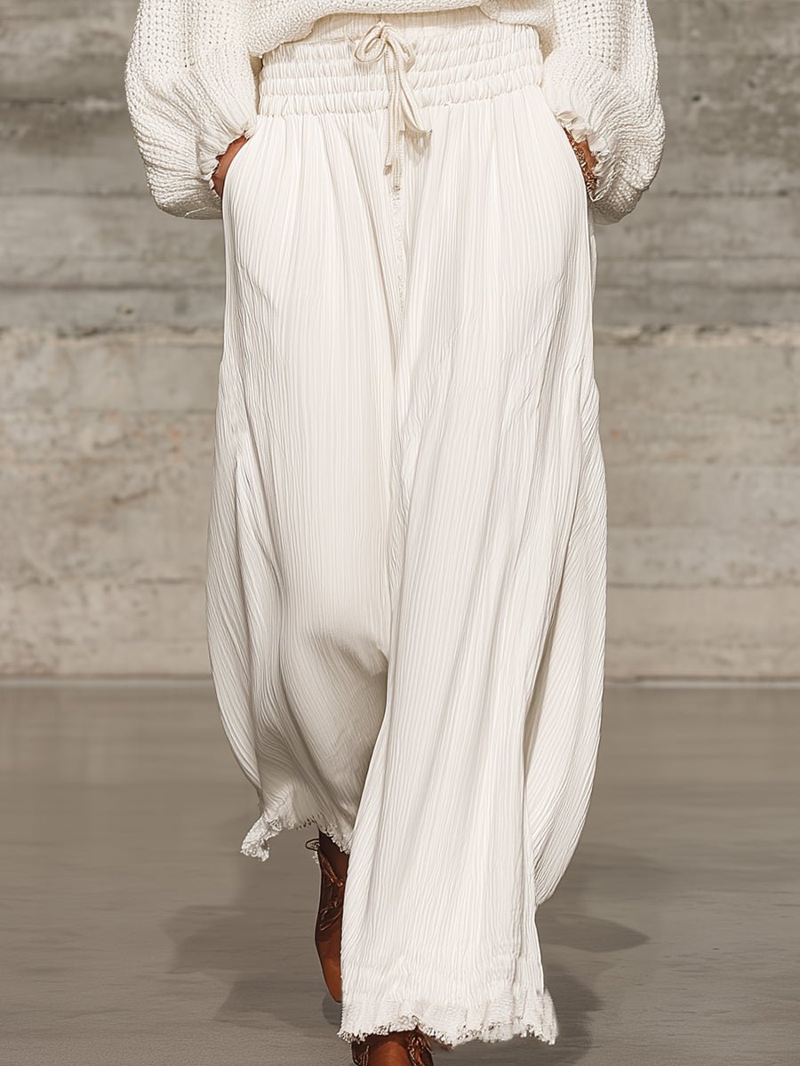 Pantalón ancho retro blanco