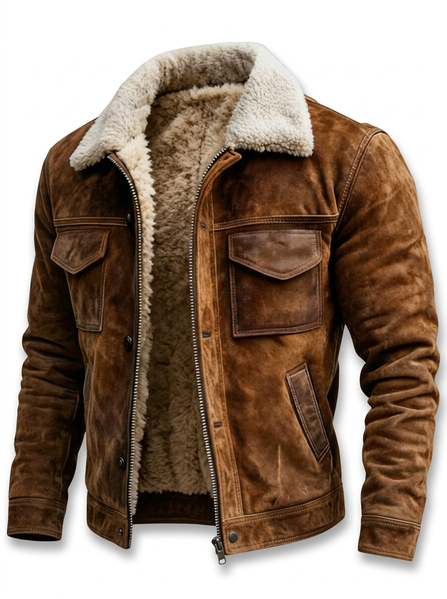 Chaqueta de hombre con forro de borreguito