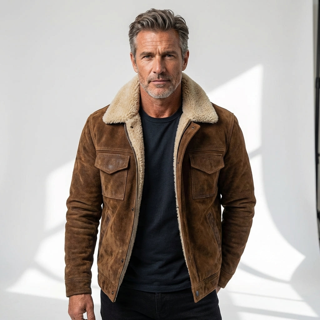 Chaqueta de hombre con forro de borreguito