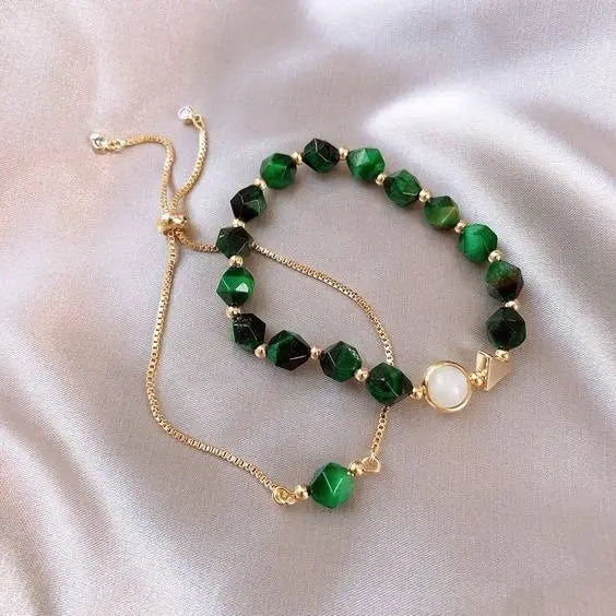 Set de pulseras piedras verdes Émeraude