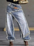 Azul vaqueros anchos con brillo Kendra