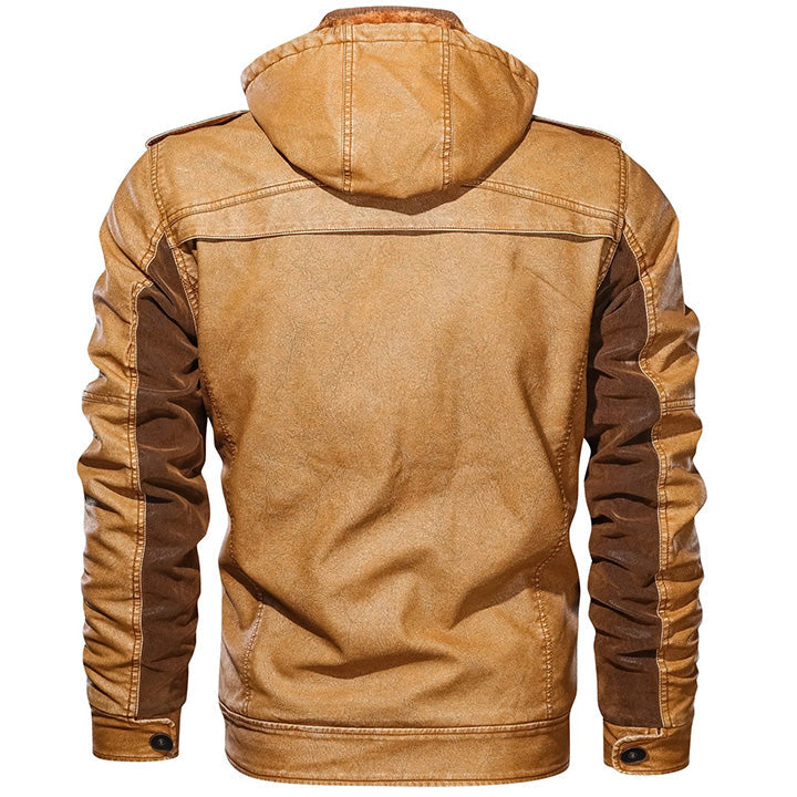 Paolo | Chaqueta de polipiel con capucha extraíble