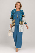 Marina | Conjunto 3 piezas azul con chaqueta efecto mármol