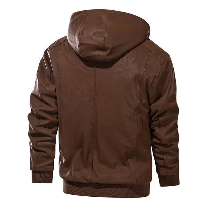 Chaqueta de polipiel con capucha extraíble