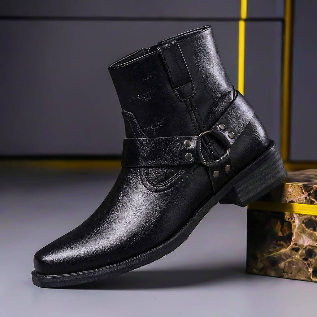 Nathaniel | Botines de piel con correa estilo western