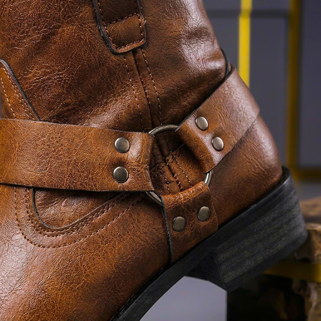 Nathaniel | Botines de piel con correa estilo western
