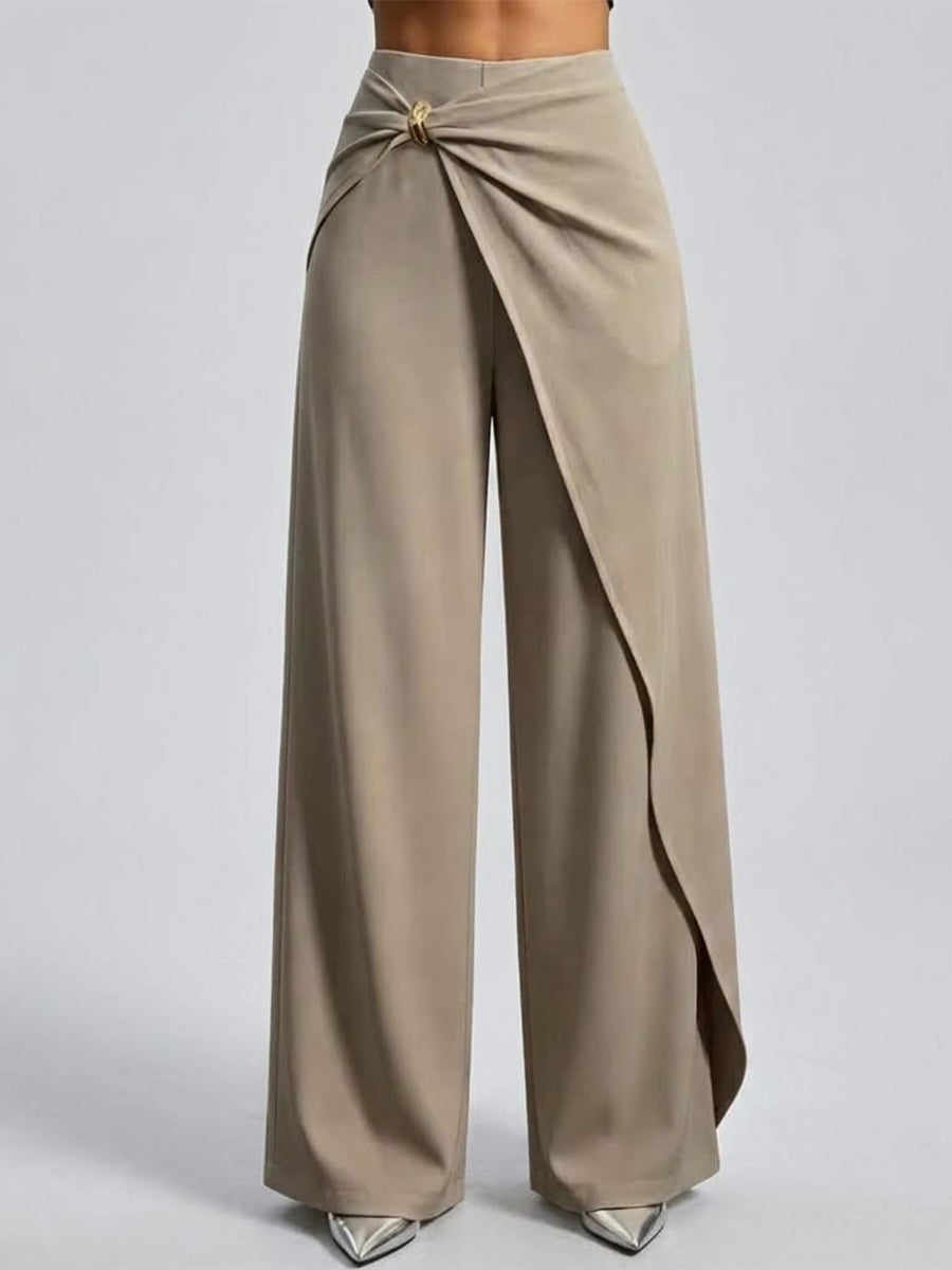 Pantalón ancho drapeado de tiro alto