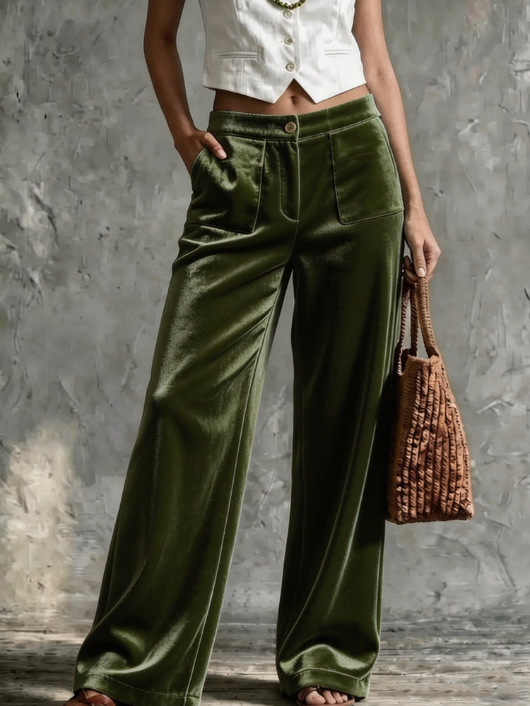 Pantalón ancho de pana con botones