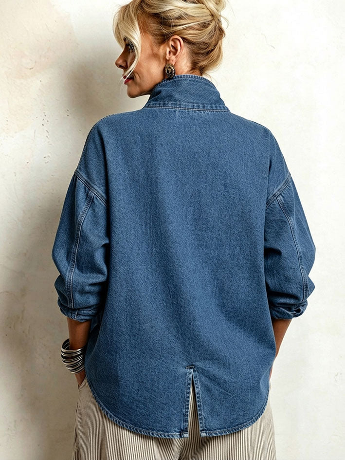 Camisa oversize asimétrica Marlene vaquera, espalda