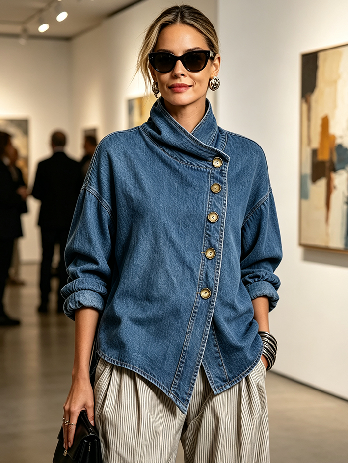 Camisa oversize asimétrica Marlene vaquera