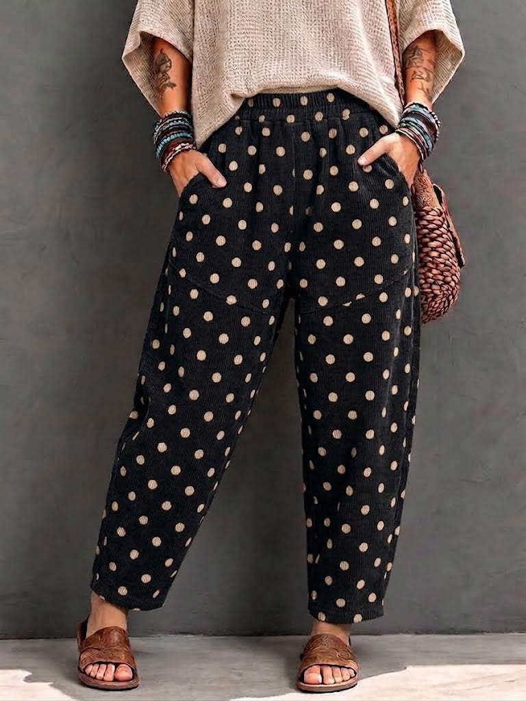 Pantalón harén de pana con lunares