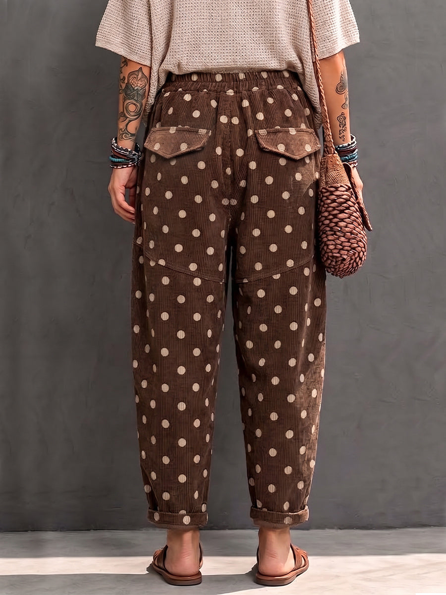 Pantalón harén de pana con lunares