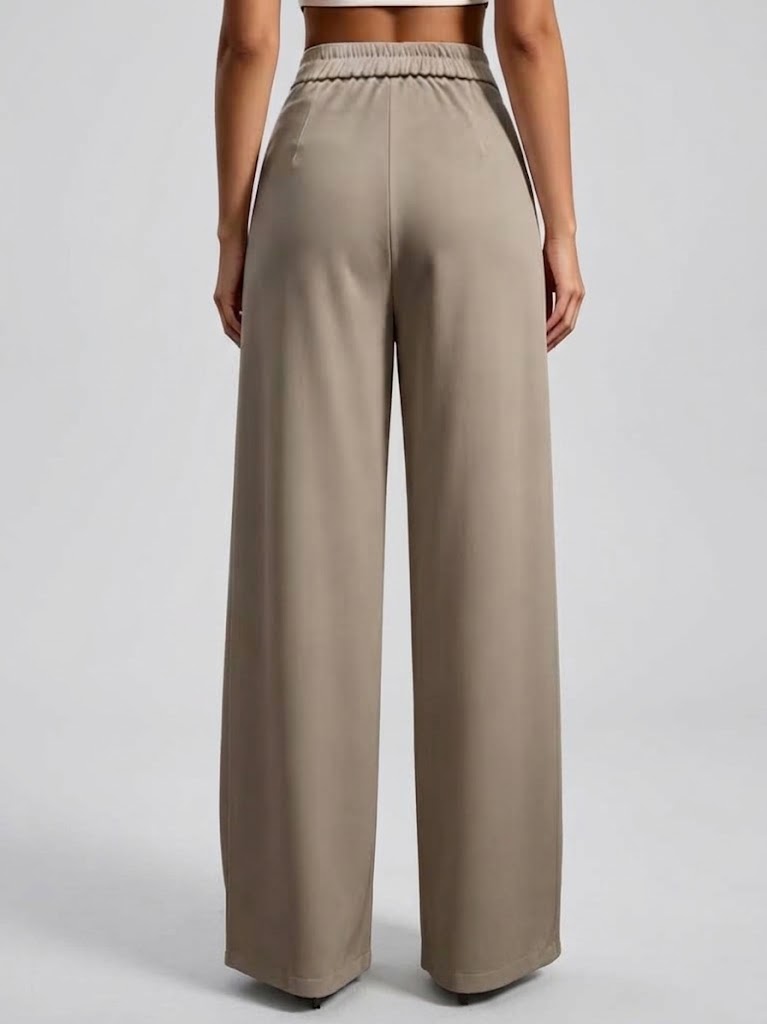 Pantalón ancho drapeado de tiro alto