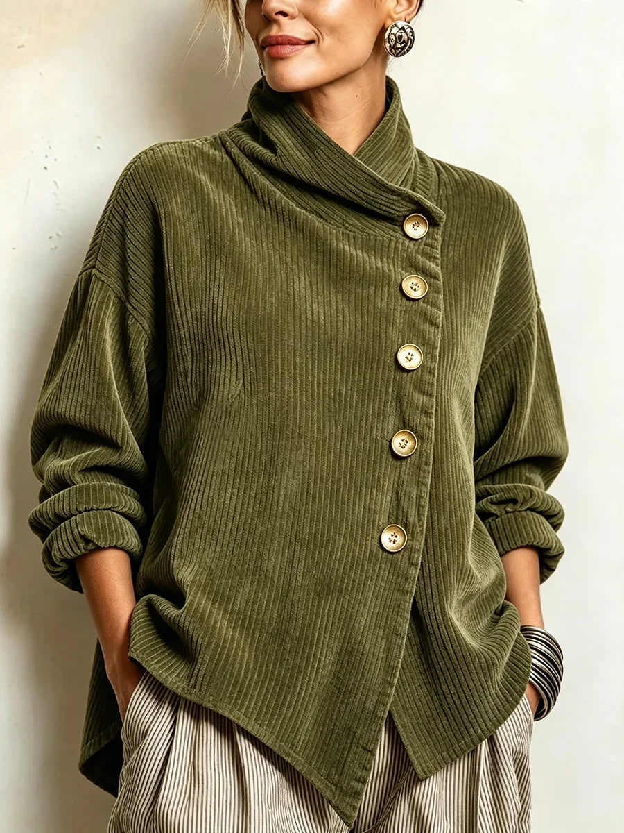 Camisa oversize asimétrica Marlene verde oliva
