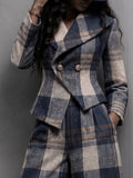Blazer cruzado de cuadros con pantalón a juego