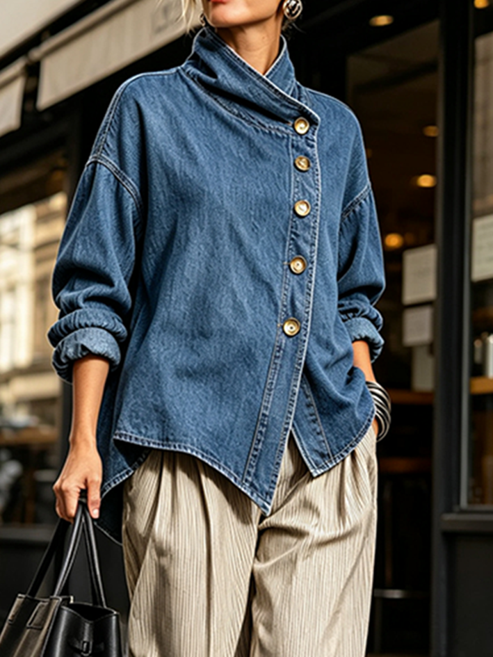 Camisa oversize asimétrica Marlene vaquera