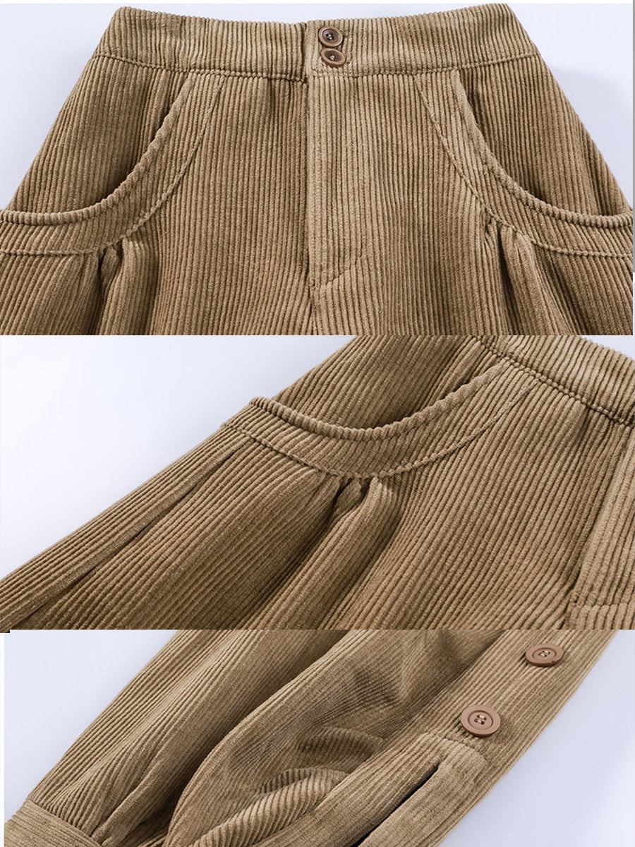 Pantalón harén de pana con botones laterales
