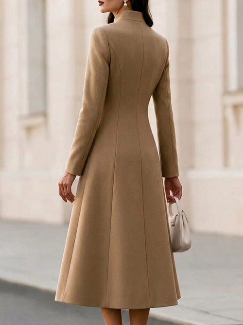 Abrigo vestido evasé con cuello mao
