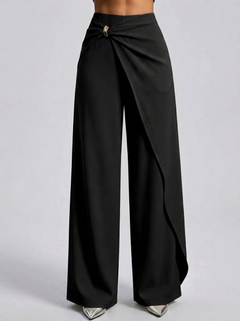 Pantalón ancho drapeado de tiro alto
