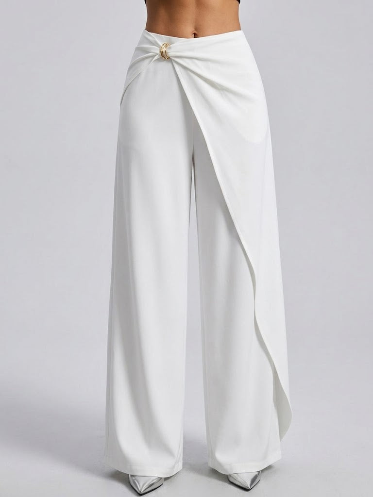 Pantalón ancho drapeado de tiro alto