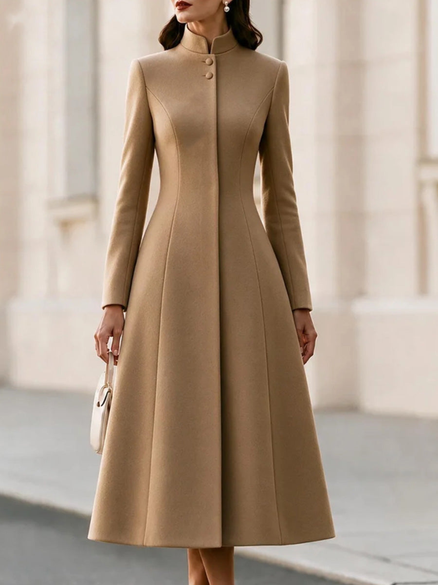 Abrigo vestido evasé con cuello mao