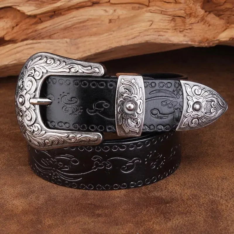 Percival | Cinturón de piel repujada estilo western