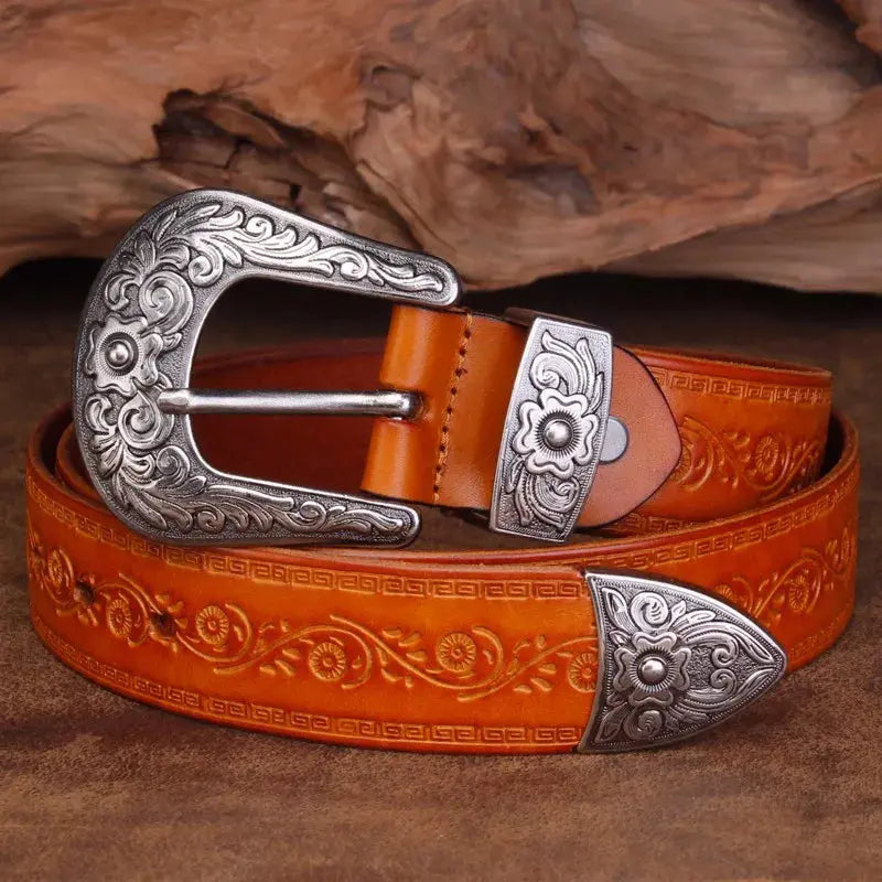 Percival | Cinturón de piel repujada estilo western