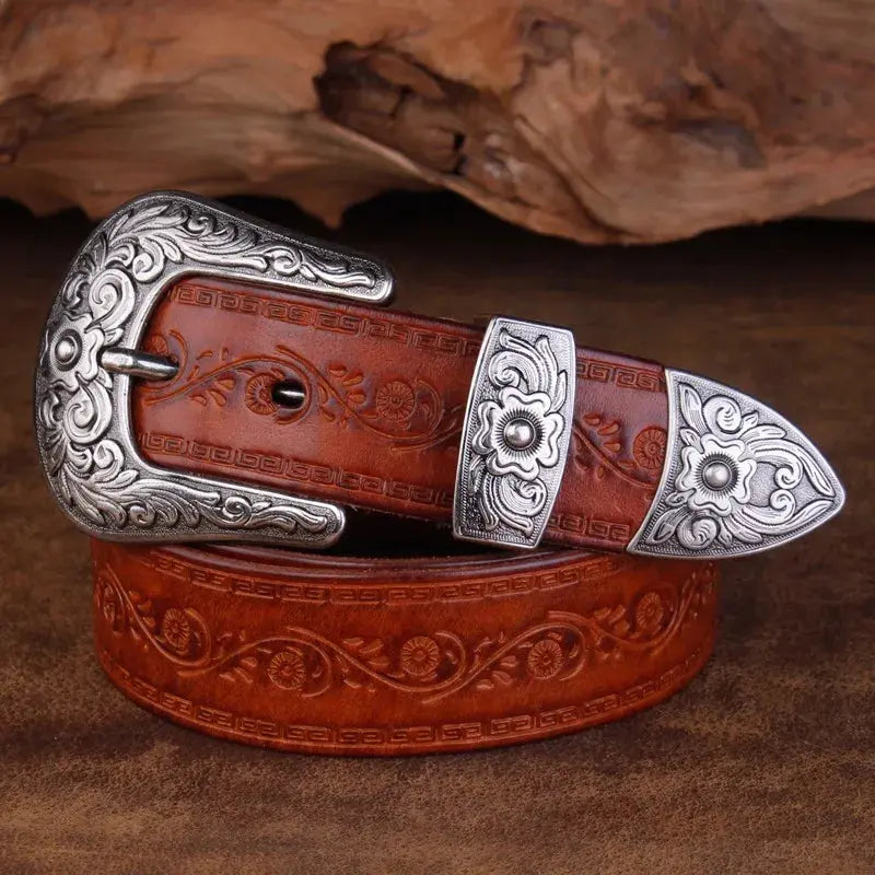 Percival | Cinturón de piel repujada estilo western