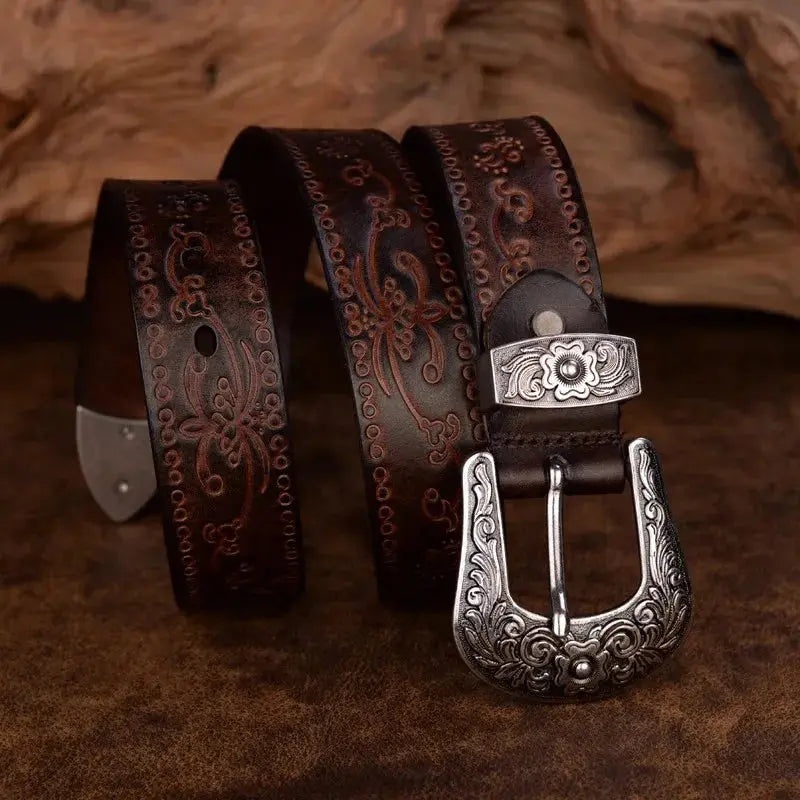 Percival | Cinturón de piel repujada estilo western