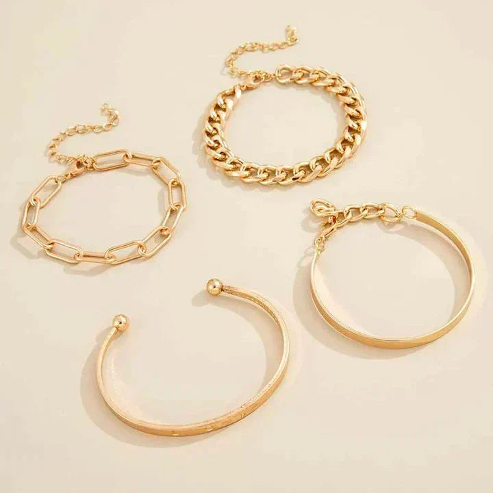 Set de 4 pulseras doradas Simone