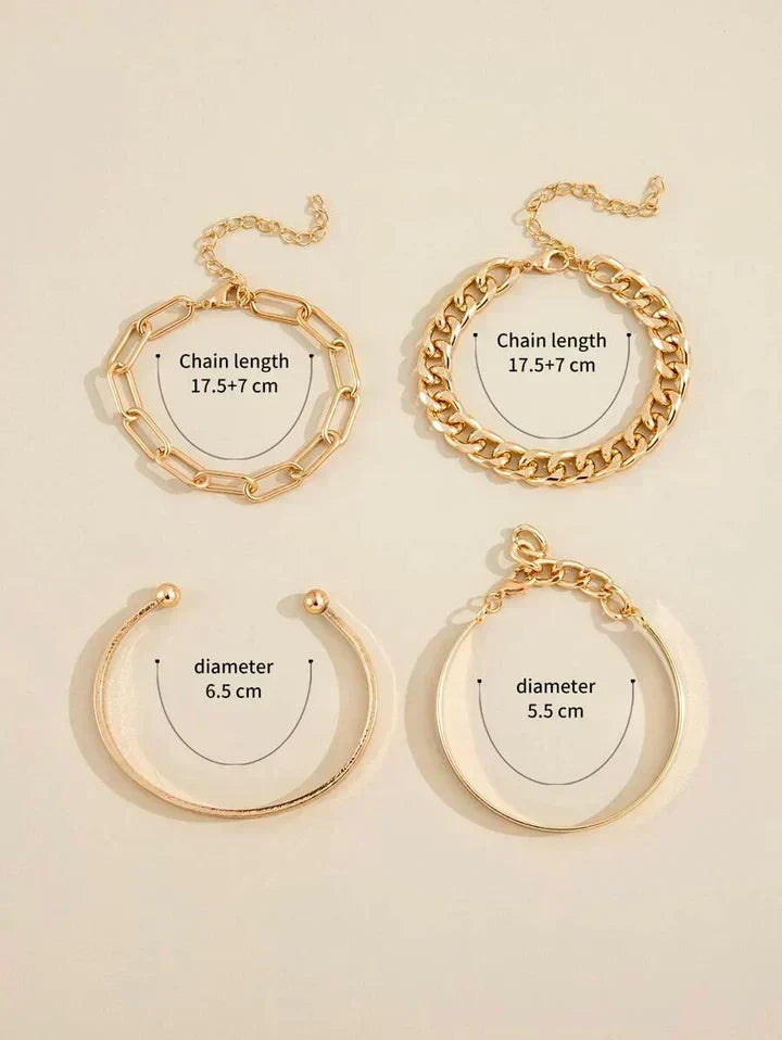 Set de 4 pulseras doradas Simone