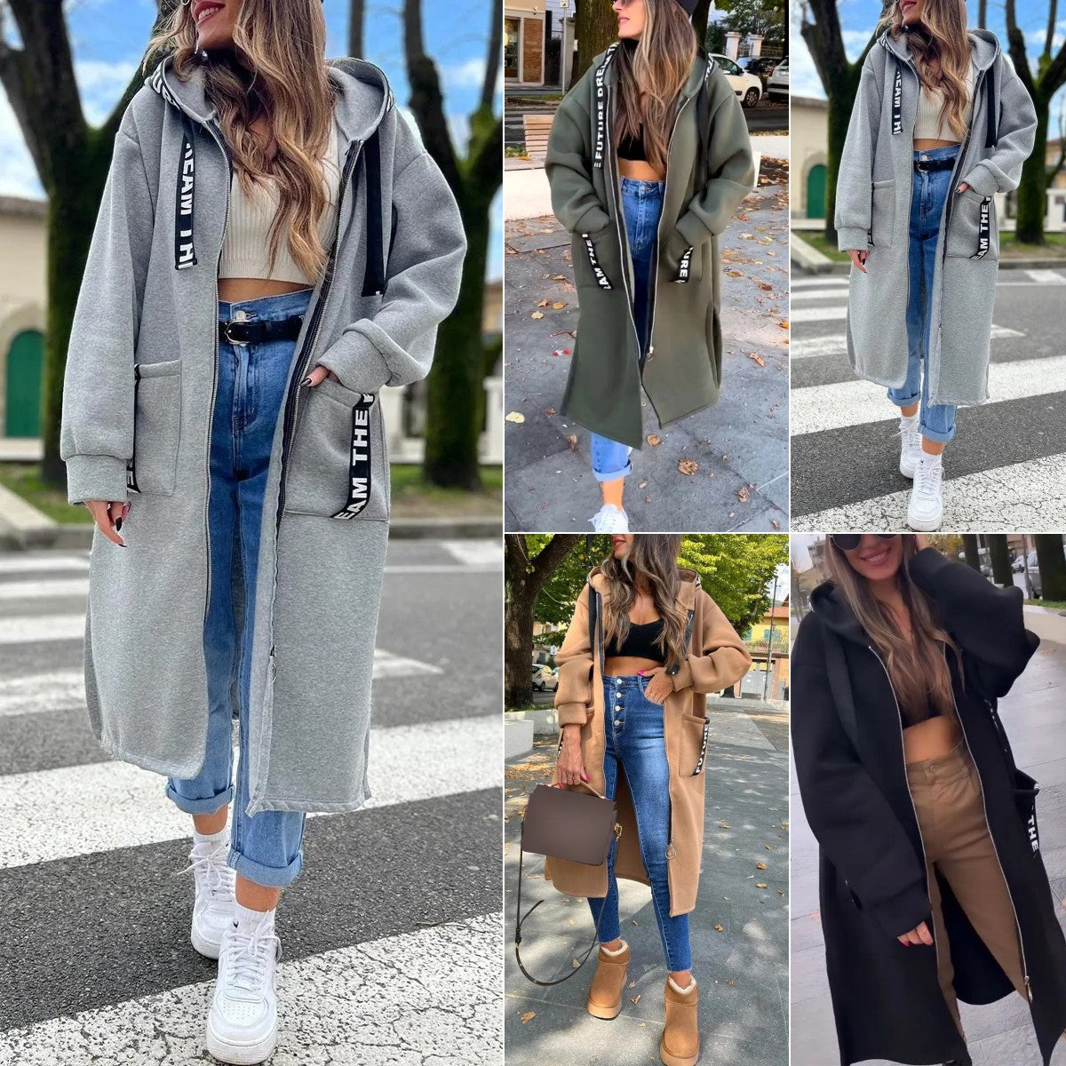 Sudadera larga con capucha para mujer