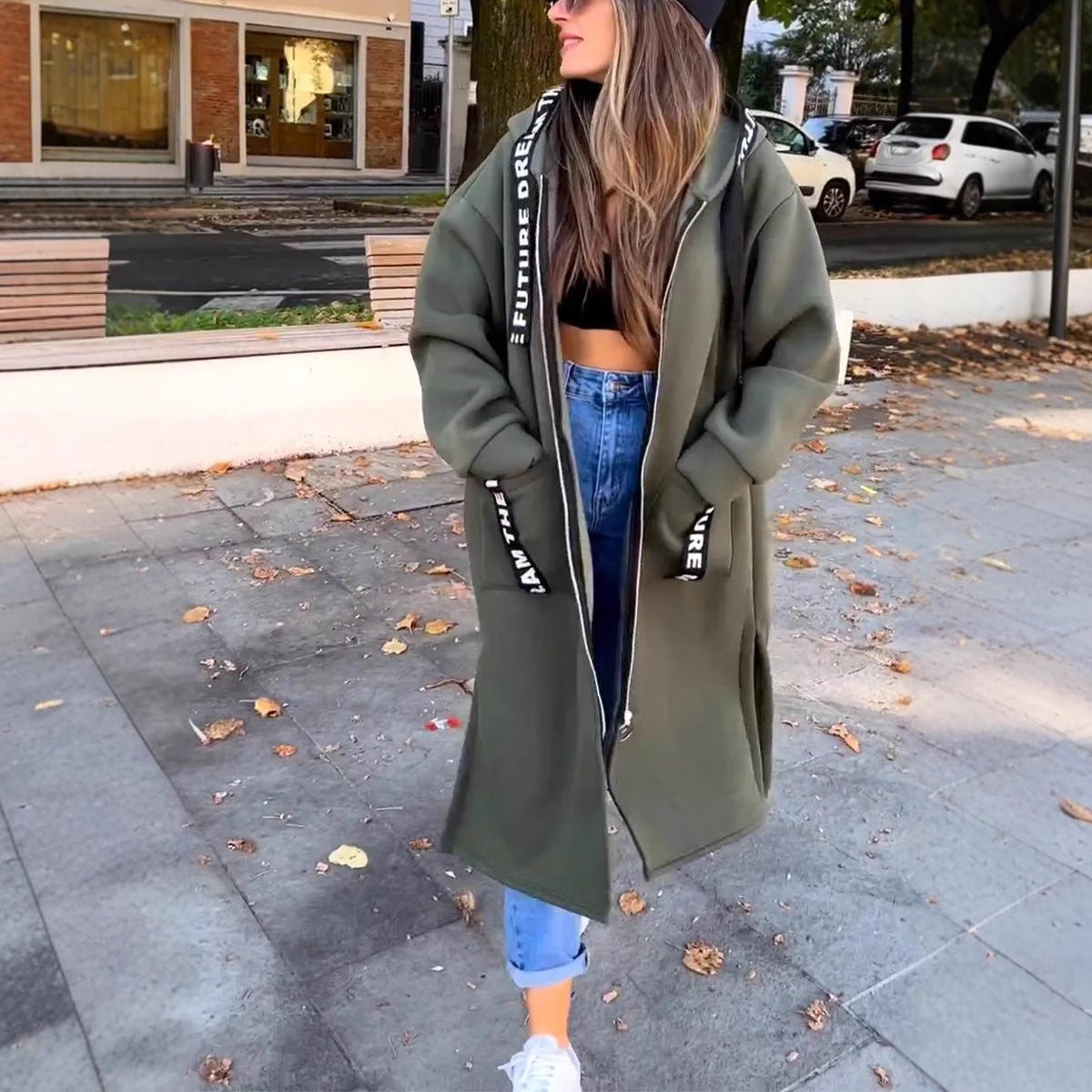 Sudadera larga con capucha para mujer