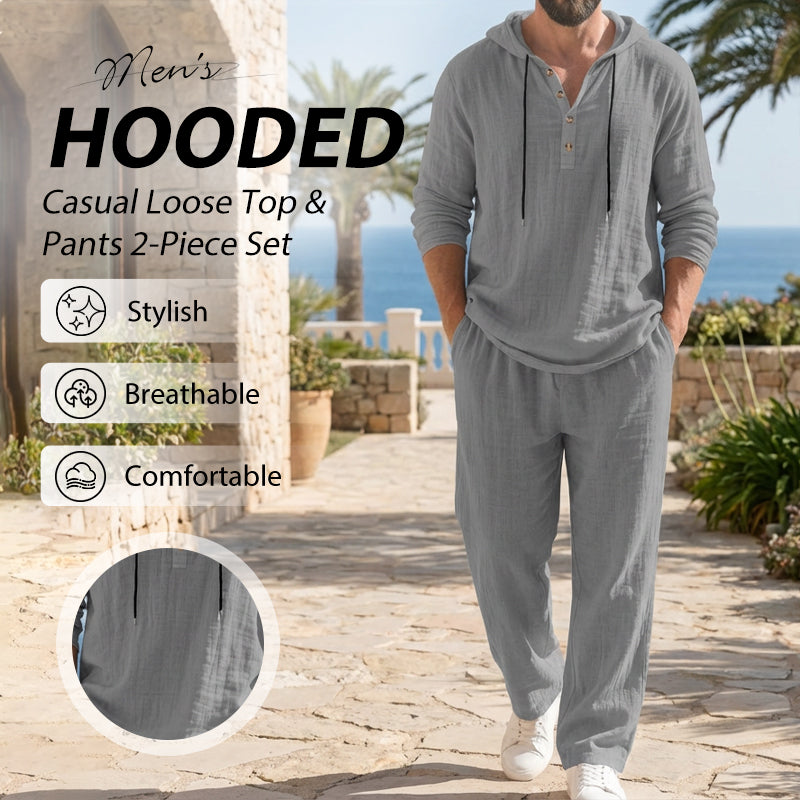 Conjunto de 2 prendas para hombre: sudadera holgada con capucha y pantalón