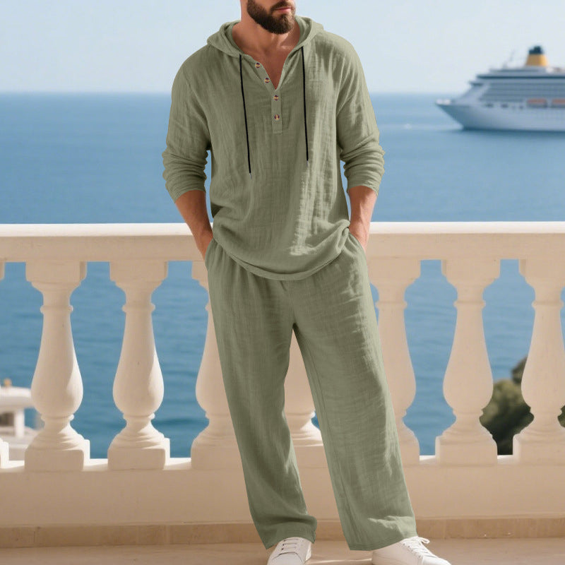 Conjunto de 2 prendas para hombre: sudadera holgada con capucha y pantalón