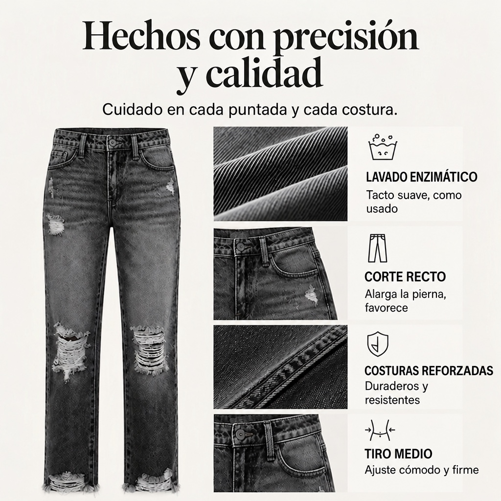 Vaqueros de mujer estilo retro con rotos