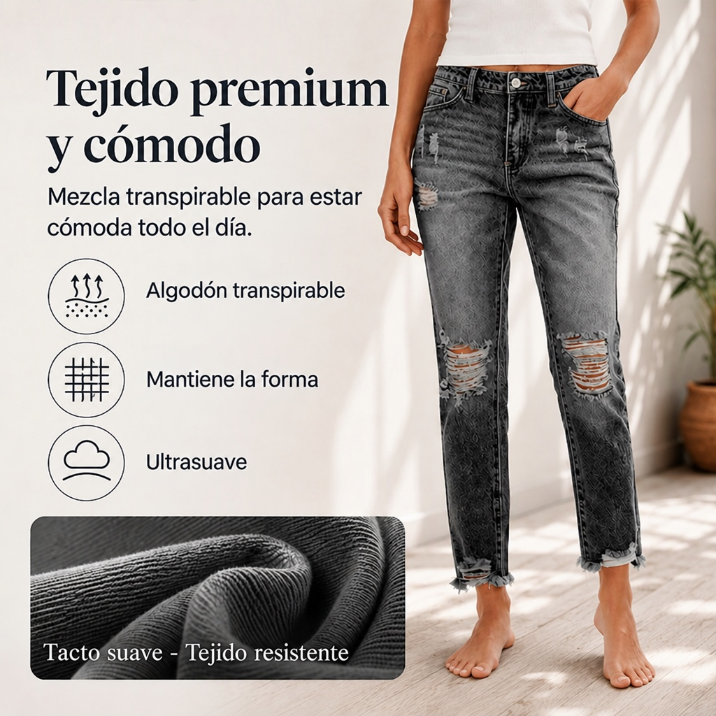 Vaqueros de mujer estilo retro con rotos