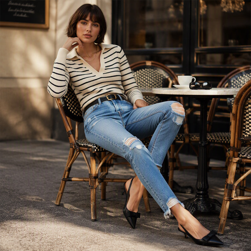 Vaqueros de mujer estilo retro con rotos