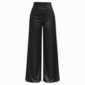 Pantalón ancho de satén de tiro alto con cintura asimétrica