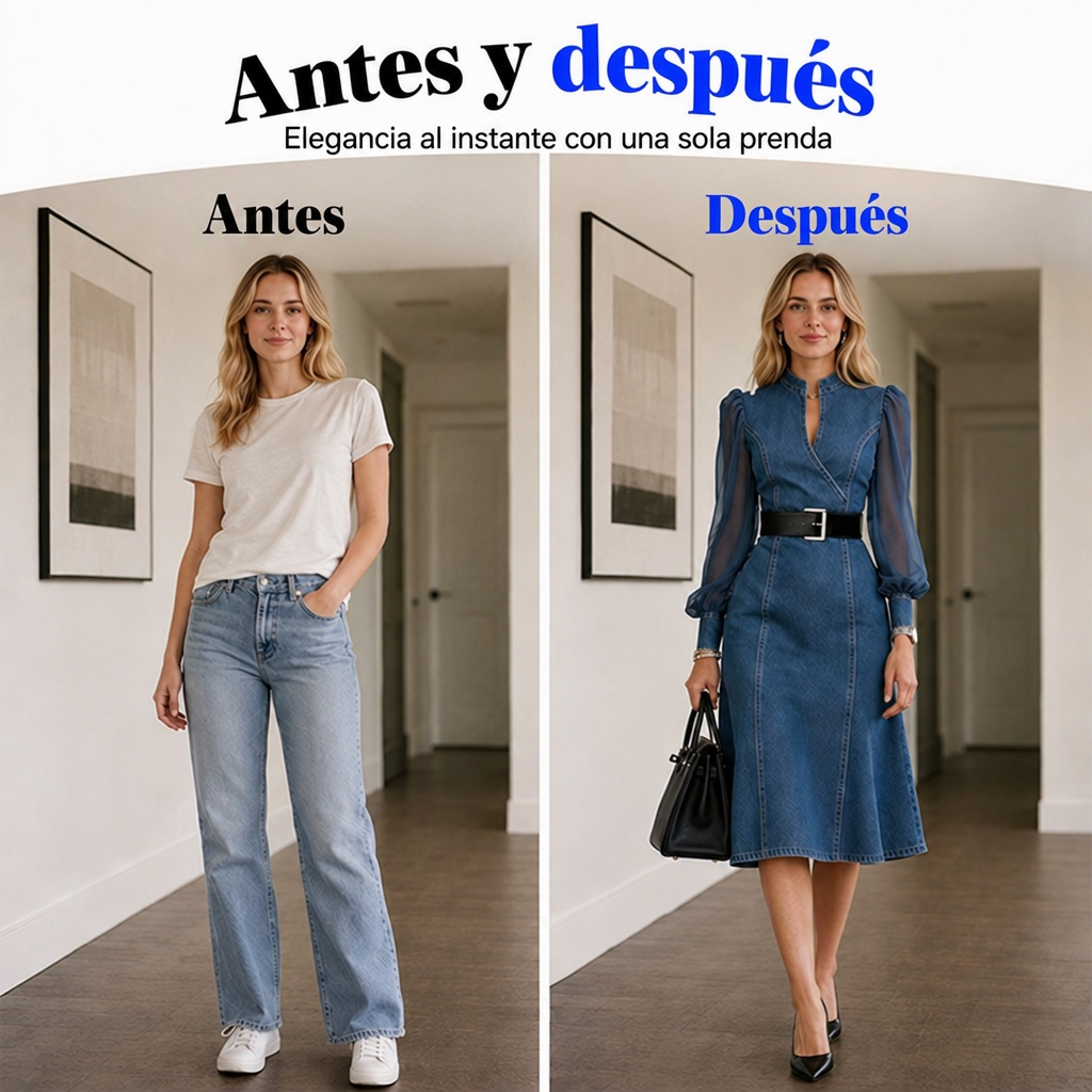 Vestido vaquero entallado para mujer