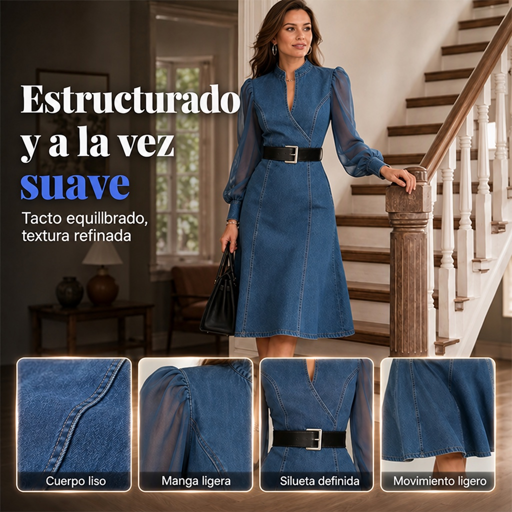 Vestido vaquero entallado para mujer