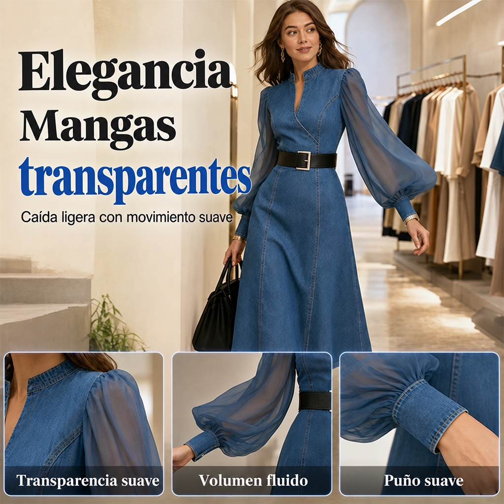 Vestido vaquero entallado para mujer