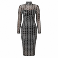Conjunto de 2 piezas: vestido midi de malla estampada con combinación