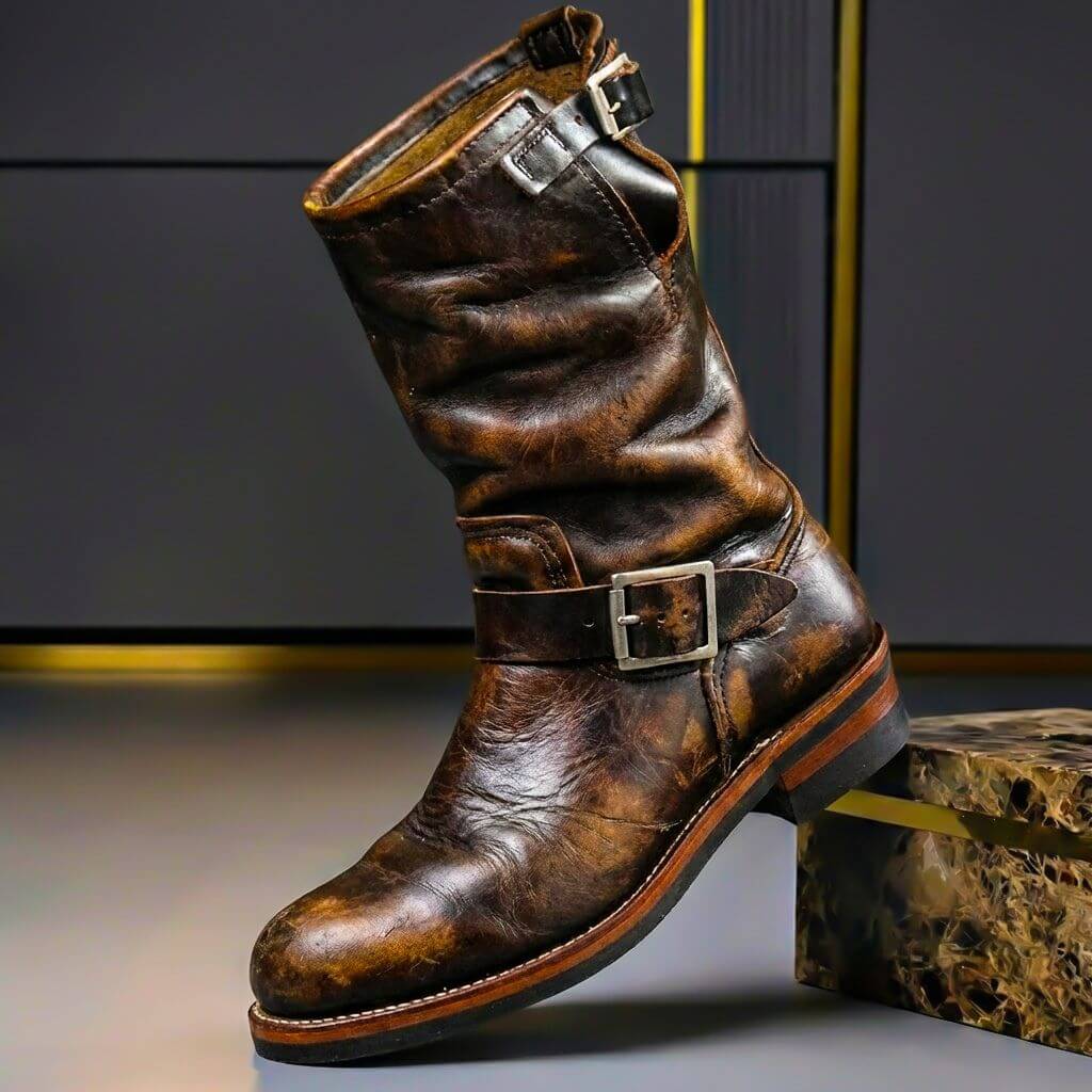 Botas vintage con correa y hebilla