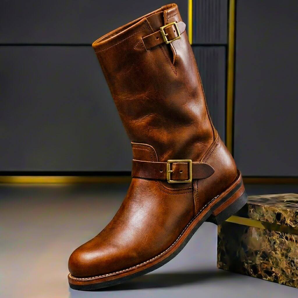 Botas vintage con correa y hebilla