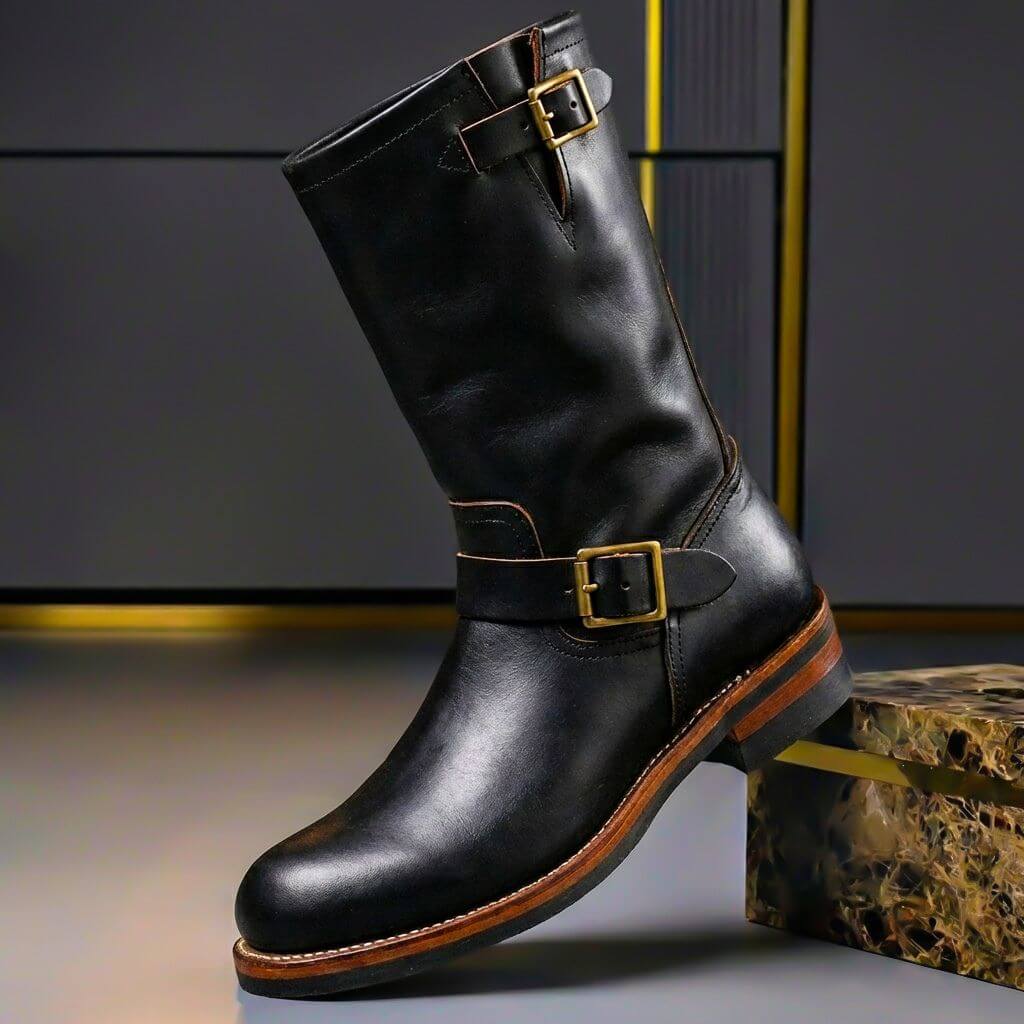 Botas vintage con correa y hebilla