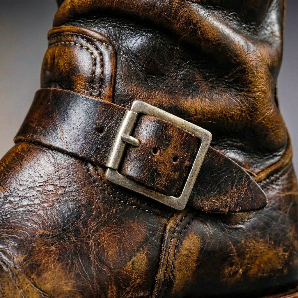 Botas vintage con correa y hebilla