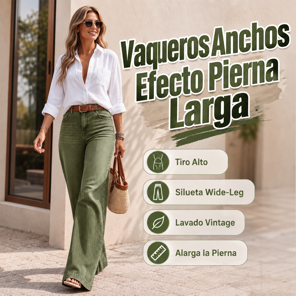 Vaqueros Anchos Efecto Pierna Larga