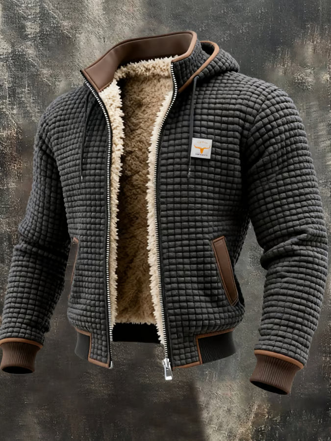 Chaqueta retro de hombre con capucha y cremallera