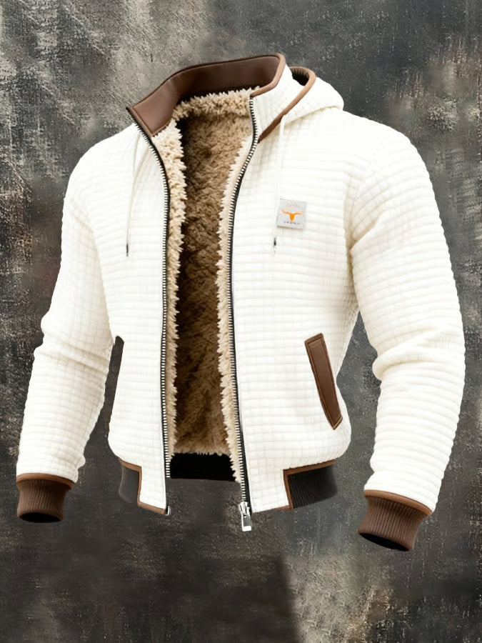 Chaqueta retro de hombre con capucha y cremallera